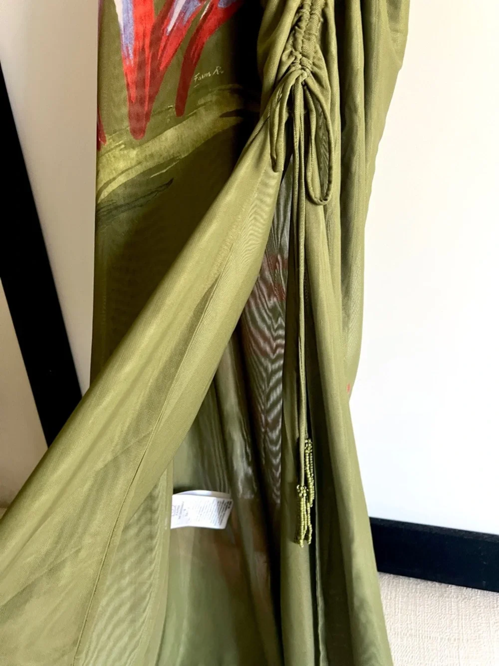 FARM Rio Dark Green Strelitzia Maxi Mesh Cover-up Beachwear Dress Size Small NWT